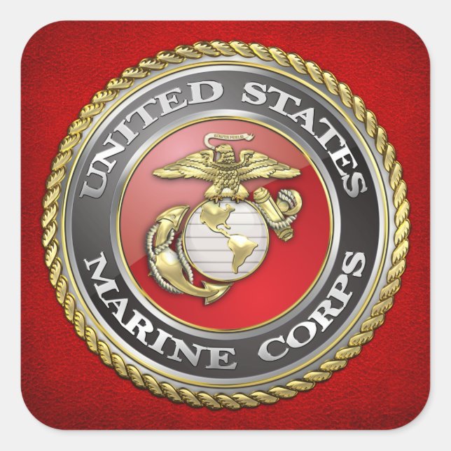 U.S. Marine Corps (USMC) Emblem [3D] Square Sticker (Front)