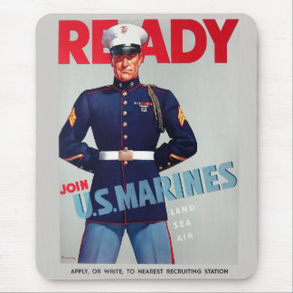 U.S. Marine Corps Vintage WWII "Ready" Poster Mouse Mat