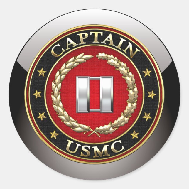 U.S. Marines: Captain (USMC Capt) [3D] Classic Round Sticker (Front)