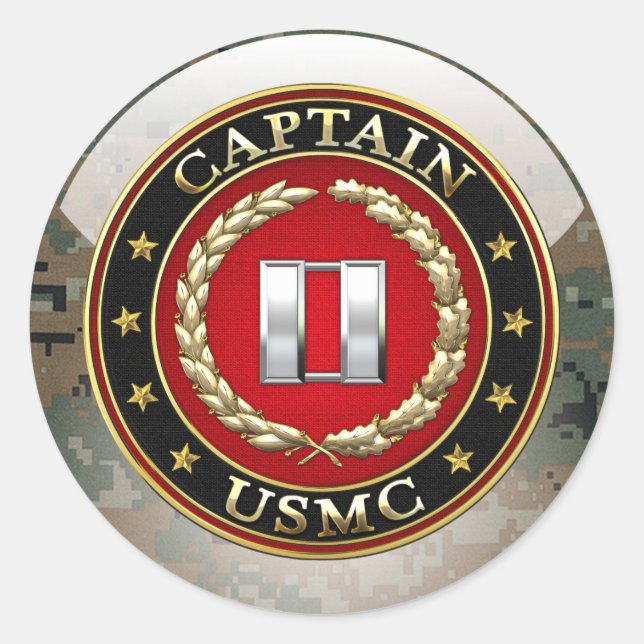 U.S. Marines: Captain (USMC Capt) [3D] Classic Round Sticker (Front)