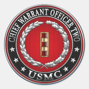 U.S. Marines: Chief Warrant Two (USMC CWO-2) [3D] Classic Round Sticker