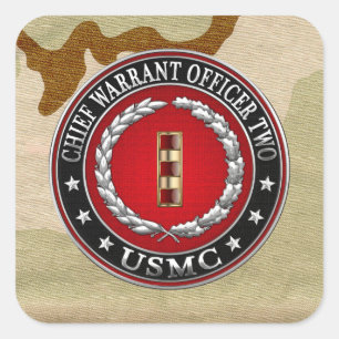 U.S. Marines: Chief Warrant Two (USMC CWO-2) [3D] Square Sticker