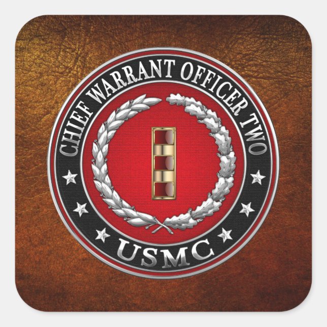 U.S. Marines: Chief Warrant Two (USMC CWO-2) [3D] Square Sticker (Front)