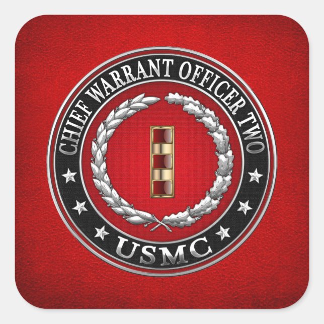 U.S. Marines: Chief Warrant Two (USMC CWO-2) [3D] Square Sticker (Front)