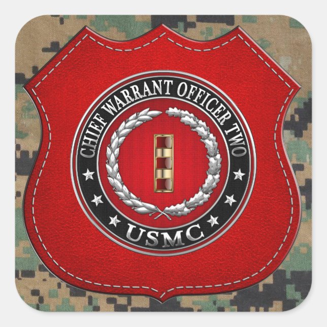 U.S. Marines: Chief Warrant Two (USMC CWO-2) [3D] Square Sticker (Front)