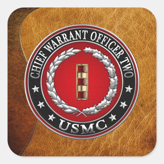 U.S. Marines: Chief Warrant Two (USMC CWO-2) [3D] Square Sticker (Front)