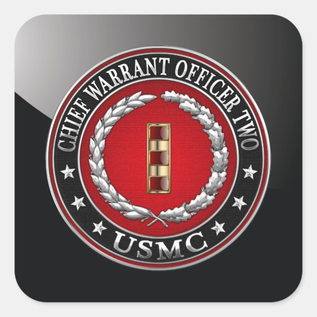 U.S. Marines: Chief Warrant Two (USMC CWO-2) [3D] Square Sticker (Front)