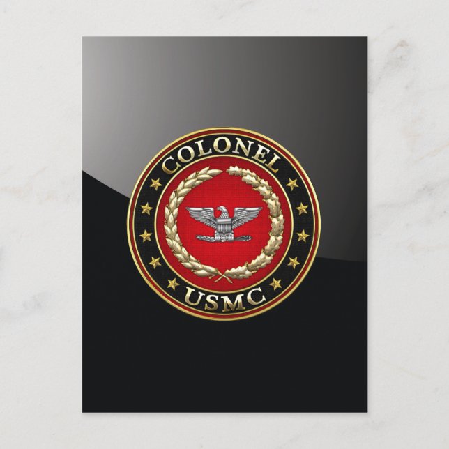 U.S. Marines: Colonel (USMC Col) [3D] Postcard (Front)