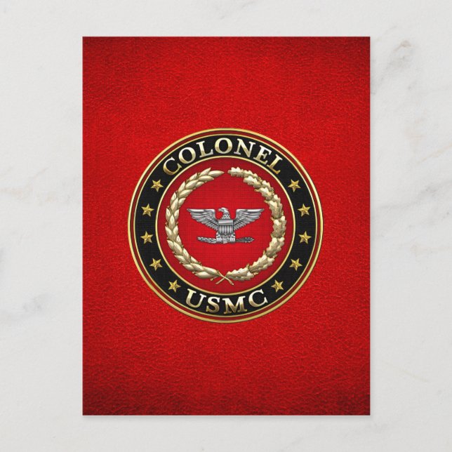 U.S. Marines: Colonel (USMC Col) [3D] Postcard (Front)