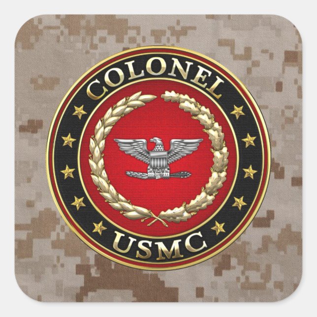 U.S. Marines: Colonel (USMC Col) [3D] Square Sticker (Front)