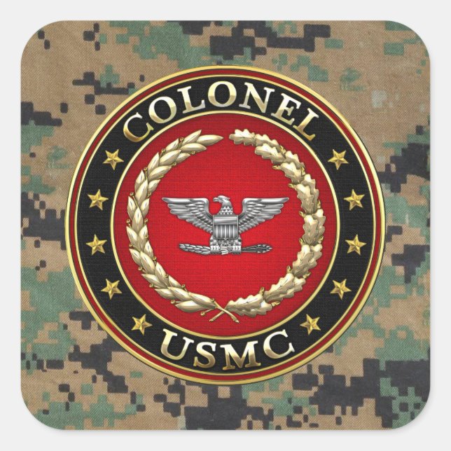 U.S. Marines: Colonel (USMC Col) [3D] Square Sticker (Front)