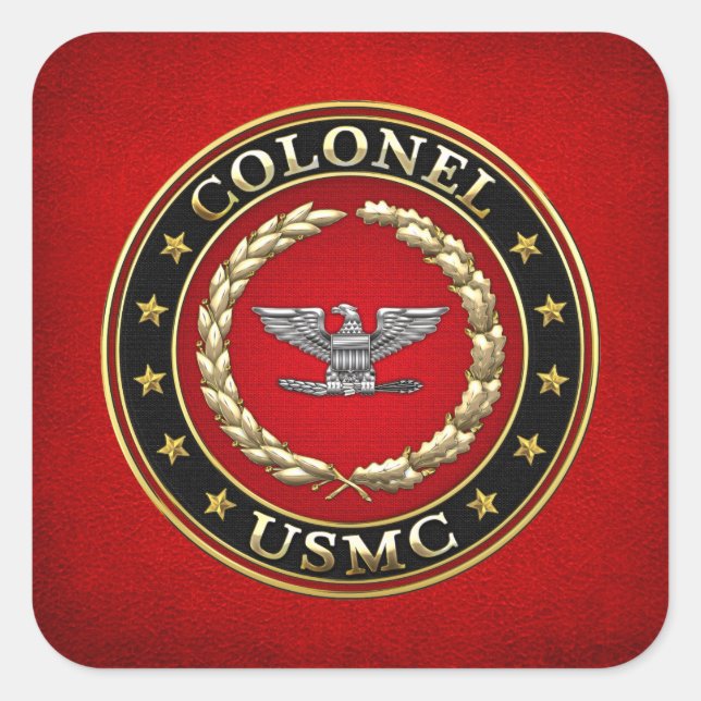 U.S. Marines: Colonel (USMC Col) [3D] Square Sticker (Front)