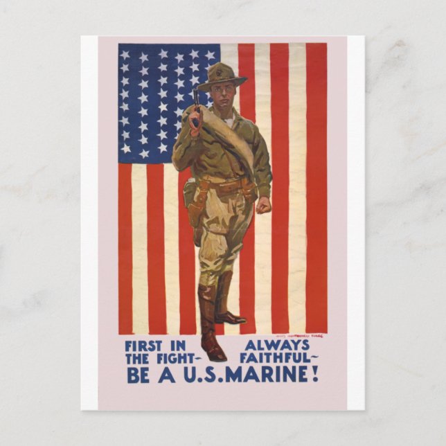 U.S. MARINES First In The Fight Always Faithful Postcard (Front)