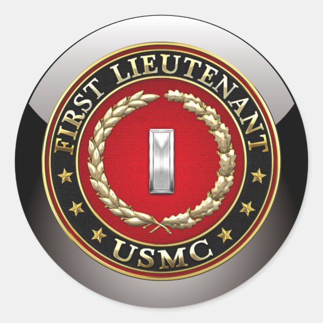 U.S. Marines: First Lieutenant (USMC 1stLt) [3D] Classic Round Sticker (Front)