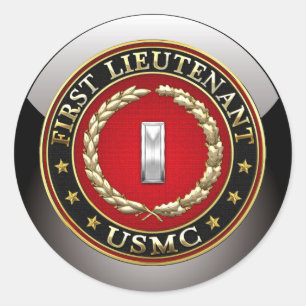 U.S. Marines: First Lieutenant (USMC 1stLt) [3D] Classic Round Sticker