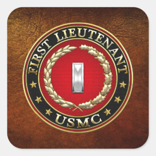 U.S. Marines: First Lieutenant (USMC 1stLt) [3D] Square Sticker