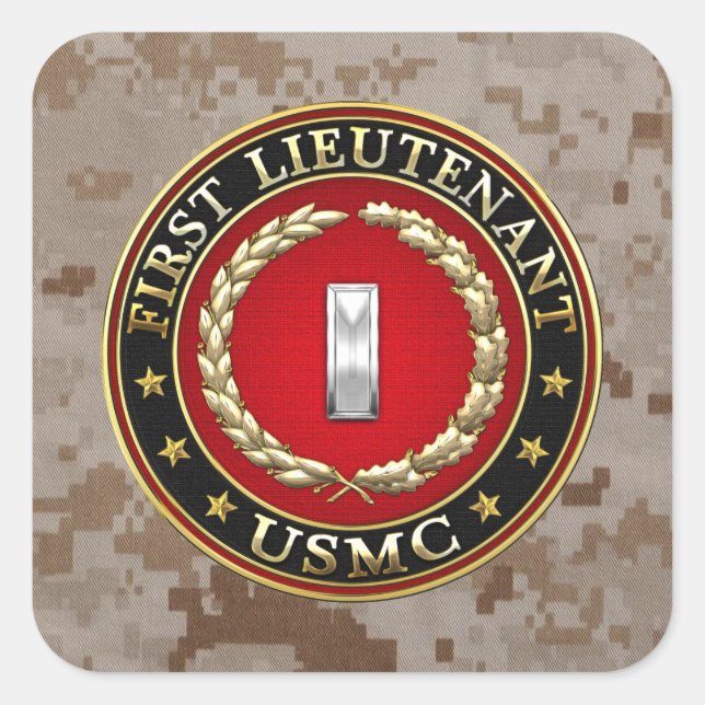 U.S. Marines: First Lieutenant (USMC 1stLt) [3D] Square Sticker (Front)