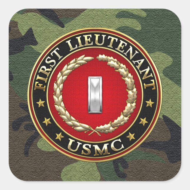 U.S. Marines: First Lieutenant (USMC 1stLt) [3D] Square Sticker (Front)