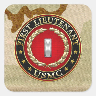 U.S. Marines: First Lieutenant (USMC 1stLt) [3D] Square Sticker