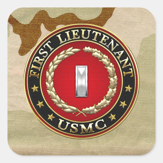 U.S. Marines: First Lieutenant (USMC 1stLt) [3D] Square Sticker (Front)