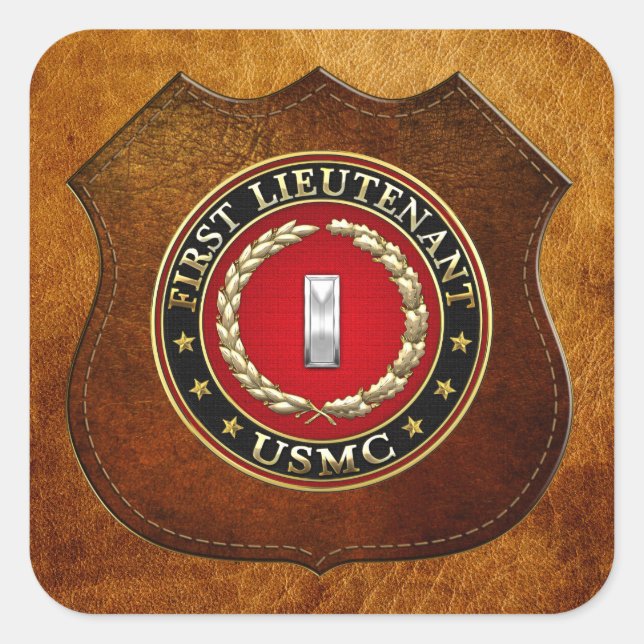 U.S. Marines: First Lieutenant (USMC 1stLt) [3D] Square Sticker (Front)