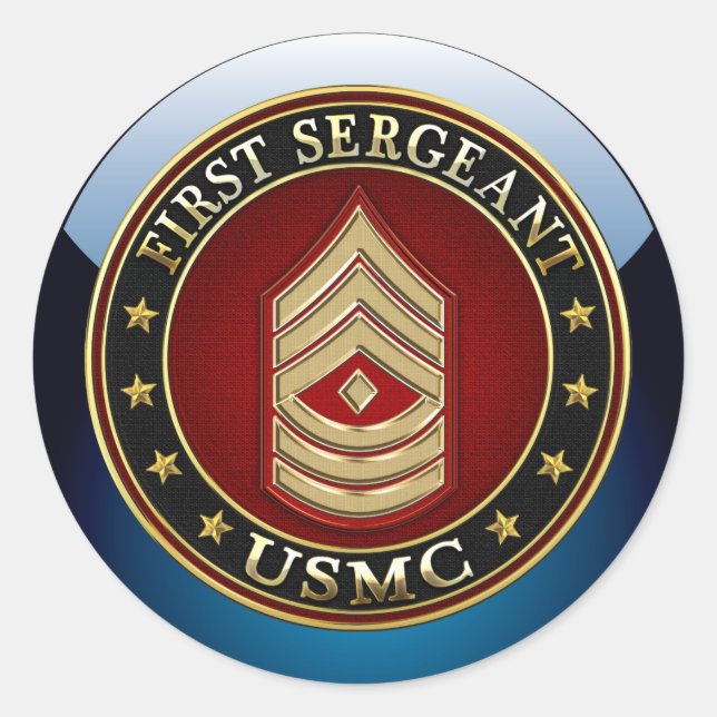 U.S. Marines: First Sergeant (USMC 1stSgt) [3D] Classic Round Sticker (Front)
