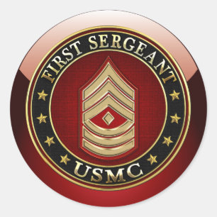 U.S. Marines: First Sergeant (USMC 1stSgt) [3D] Classic Round Sticker