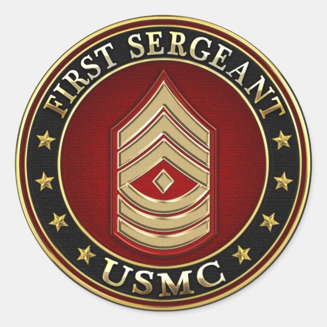 U.S. Marines: First Sergeant (USMC 1stSgt) [3D] Classic Round Sticker (Front)