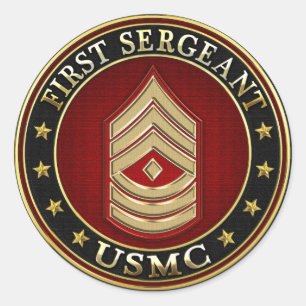 U.S. Marines: First Sergeant (USMC 1stSgt) [3D] Classic Round Sticker
