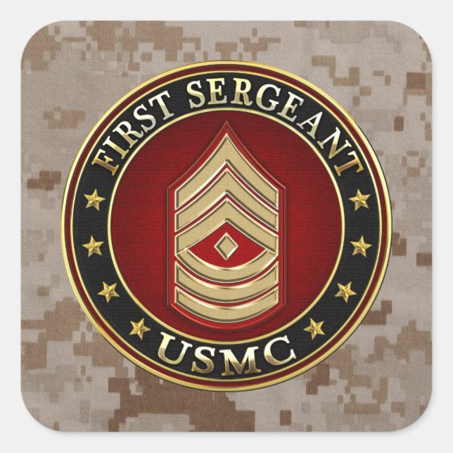 U.S. Marines: First Sergeant (USMC 1stSgt) [3D] Square Sticker (Front)