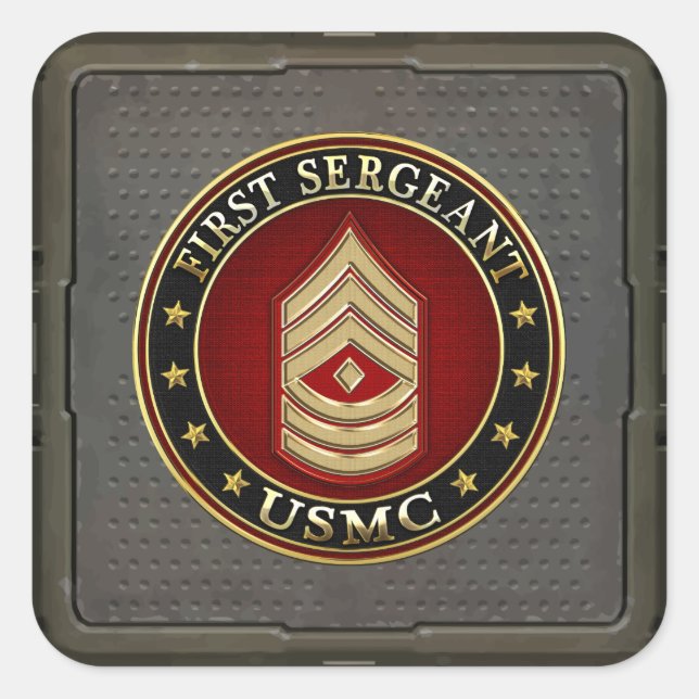 U.S. Marines: First Sergeant (USMC 1stSgt) [3D] Square Sticker (Front)