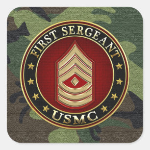 U.S. Marines: First Sergeant (USMC 1stSgt) [3D] Square Sticker