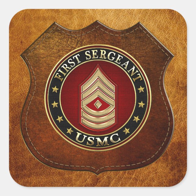 U.S. Marines: First Sergeant (USMC 1stSgt) [3D] Square Sticker (Front)