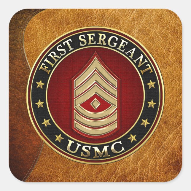 U.S. Marines: First Sergeant (USMC 1stSgt) [3D] Square Sticker (Front)