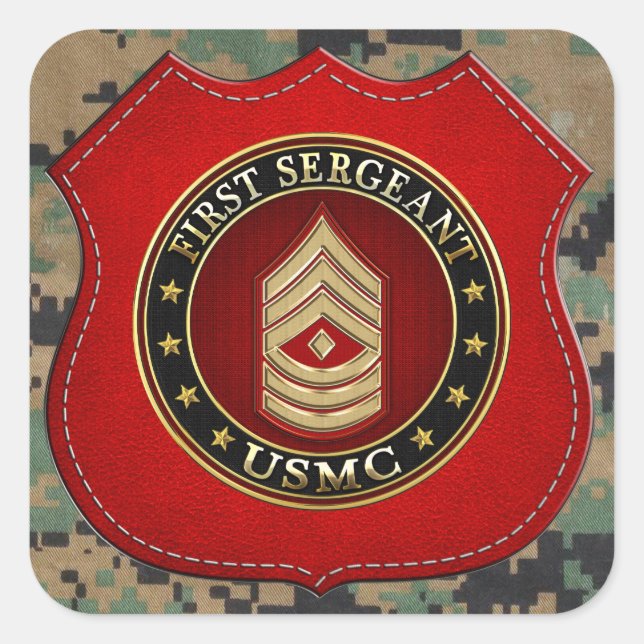 U.S. Marines: First Sergeant (USMC 1stSgt) [3D] Square Sticker (Front)