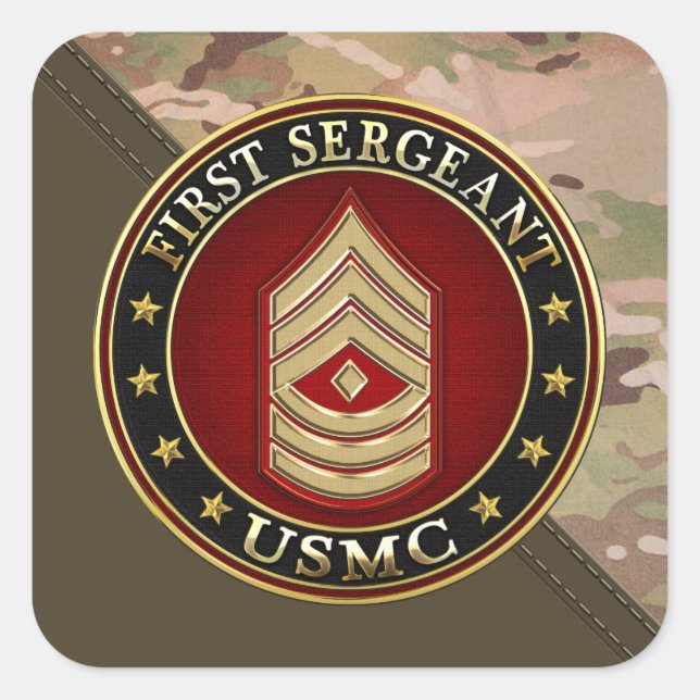 U.S. Marines: First Sergeant (USMC 1stSgt) [3D] Square Sticker (Front)