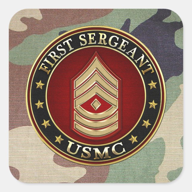 U.S. Marines: First Sergeant (USMC 1stSgt) [3D] Square Sticker (Front)