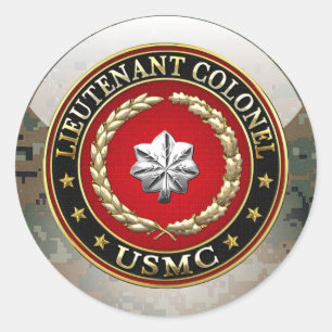 U.S. Marines: Lieutenant Colonel (USMC LtCol) [3D] Classic Round Sticker