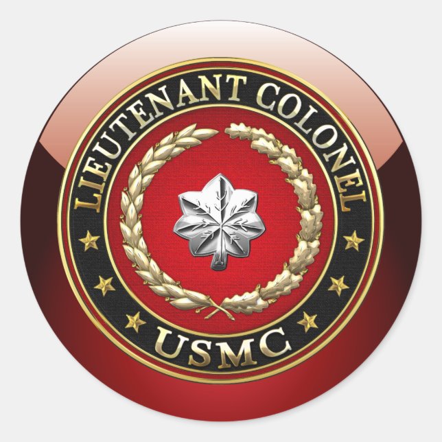 U.S. Marines: Lieutenant Colonel (USMC LtCol) [3D] Classic Round Sticker (Front)