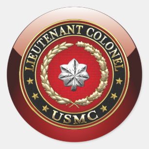 U.S. Marines: Lieutenant Colonel (USMC LtCol) [3D] Classic Round Sticker