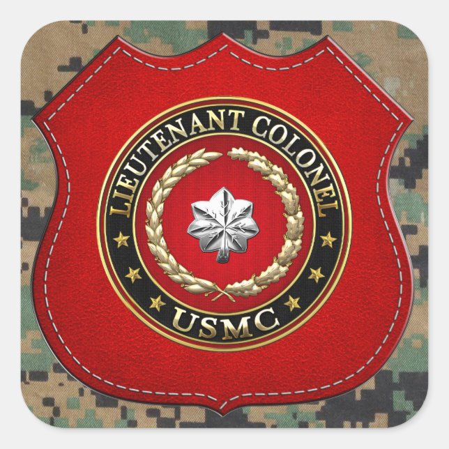 U.S. Marines: Lieutenant Colonel (USMC LtCol) [3D] Square Sticker (Front)