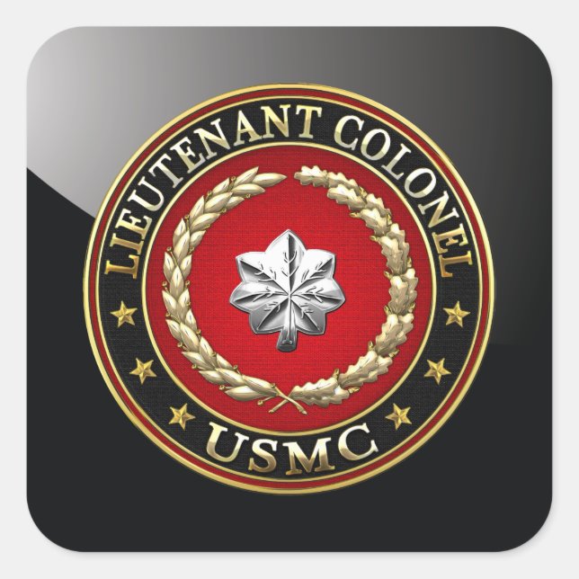 U.S. Marines: Lieutenant Colonel (USMC LtCol) [3D] Square Sticker (Front)