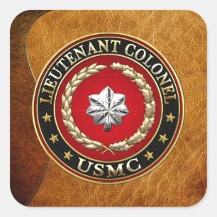 U.S. Marines: Lieutenant Colonel (USMC LtCol) [3D] Square Sticker