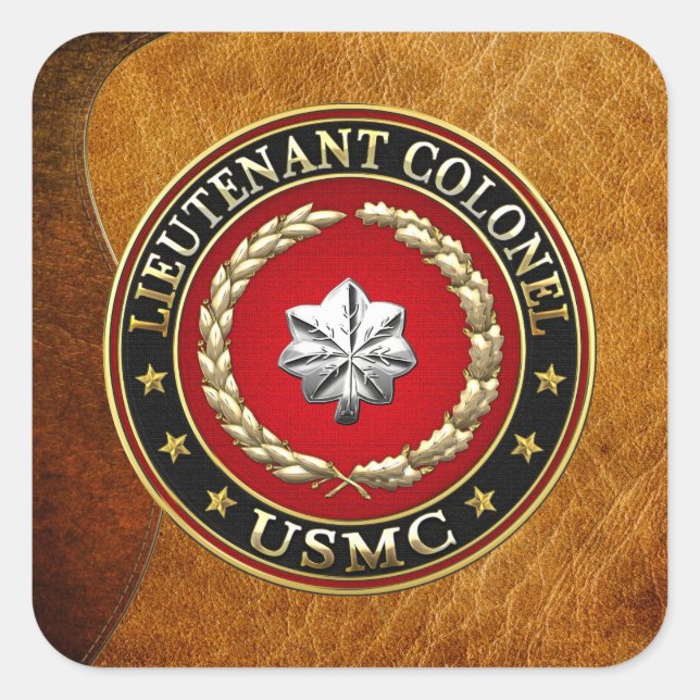 U.S. Marines: Lieutenant Colonel (USMC LtCol) [3D] Square Sticker (Front)