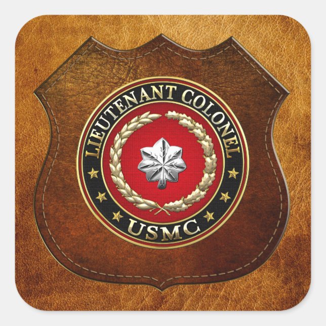 U.S. Marines: Lieutenant Colonel (USMC LtCol) [3D] Square Sticker (Front)