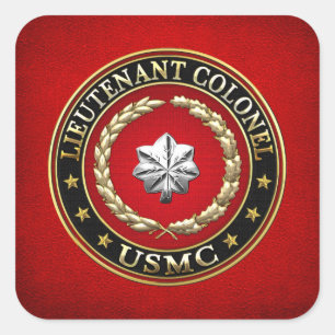 U.S. Marines: Lieutenant Colonel (USMC LtCol) [3D] Square Sticker