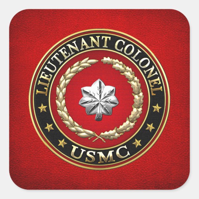 U.S. Marines: Lieutenant Colonel (USMC LtCol) [3D] Square Sticker (Front)