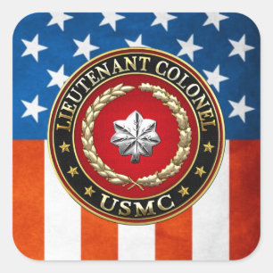 U.S. Marines: Lieutenant Colonel (USMC LtCol) [3D] Square Sticker