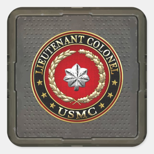 U.S. Marines: Lieutenant Colonel (USMC LtCol) [3D] Square Sticker (Front)