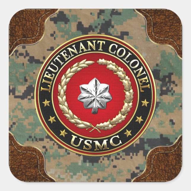 U.S. Marines: Lieutenant Colonel (USMC LtCol) [3D] Square Sticker (Front)